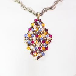 Pendant 40cm - Malvina Rhombus M-Khaki Braid - Pendant 40cm - Laiton bronze